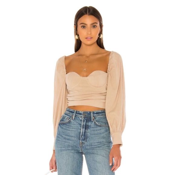 Majorelle Emily Bustier Puff Sleeve Crop Top | SZ XXS - Picture 1 of 16